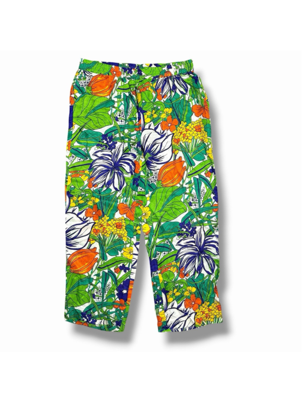 Roseanna Silk Blend Wide Leg Pull On Tropical Floral Pants 40/L Coastal Summer